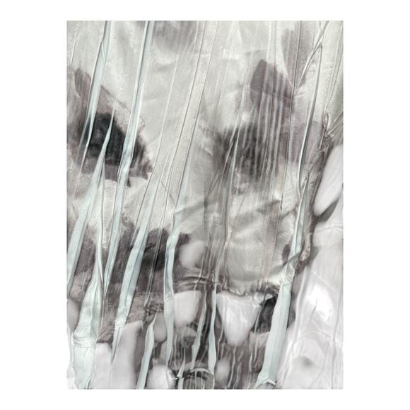 Komarov dress crinkle sleeveless midi gray white size Large L - Picture 2 of 7